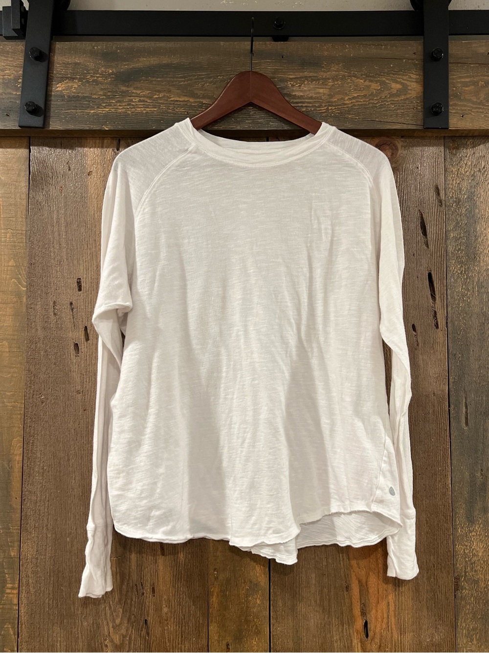 Zella Oversized Slub Knit Crewneck Long Sleeve Top - White